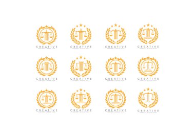 Hukuk logosu adalet hukuk firması logosu adalet avukatı logo vektör tasarımını ölçüyor