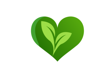 Png Eco Heart logosu, yapraklı kalp logosu. Yaprak şeffaf arkaplan ile yeşil kalp logo vektör tasarım şablonu