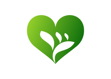 Png Eco Heart logosu, yapraklı kalp logosu. Yaprak şeffaf arkaplan ile yeşil kalp logo vektör tasarım şablonu