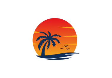 Png Tatil Sahil Logosu Tropikal Günbatımı Logosu Tasarımı Şeffaf Arkaplan