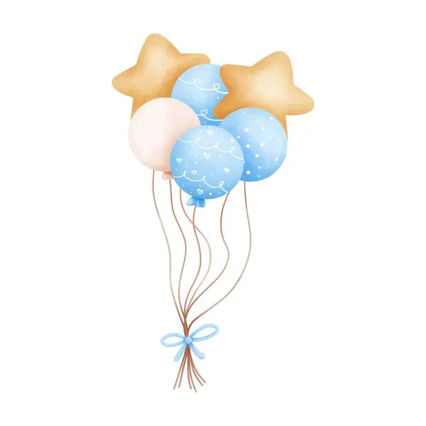 Watercolor pastel balloons bunches illustration.Birthday party decoration,Christmas,Baby shower,Greeting cards.