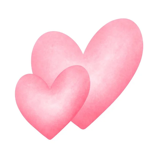 Adorável Aquarela Paastel Rosa Corações Clipart Valentine Corações Illustration Romantic — Fotografia de Stock