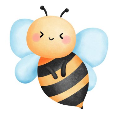 Sevimli bal arısı suluboya tırnağı bahar için sevimli bebek hayvan resimleri, yaz dekorasyonu tasarımları, kreş sanatı, kart yapımı..