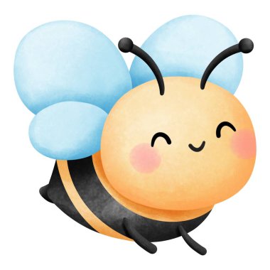 Tatlı bal arısı suluboya tırnağı, bahar ve yaz sezonu dekorasyonu için el çizimi bebek hayvan çizimi..