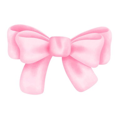 Watercolor pink coquette bow illustration. Hand drawn girly accessory item clipart, perfect for valentines day gifts, nursery decorations, and holiday celebrations clipart
