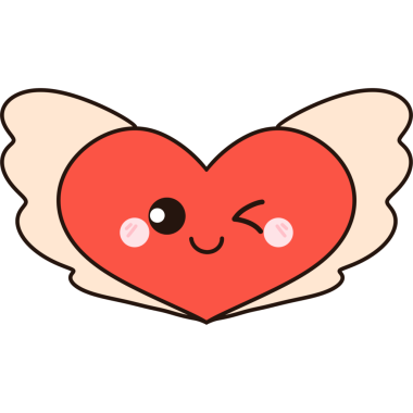 Beyaz kanatlı kırmızı kalp, harika sevgililer günü illüstrasyonu