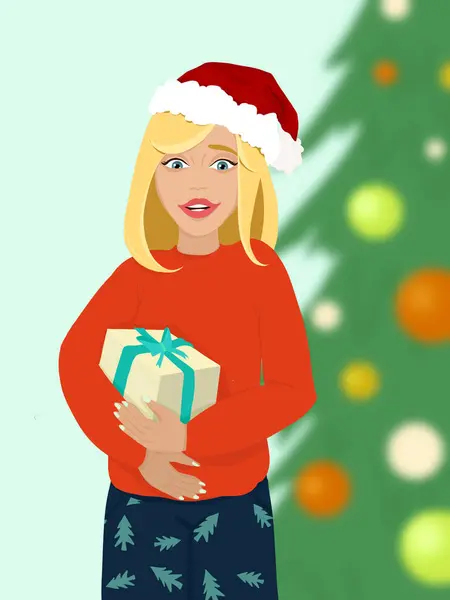 Mutlu kız Noel hediyesi 