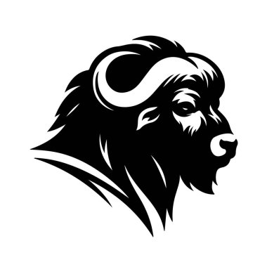 black and white silhouette of buffalo clipart