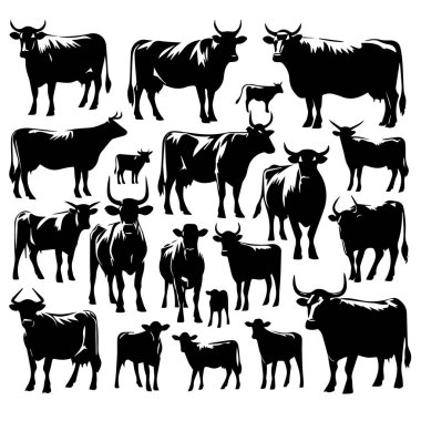 vector illustration of cows clipart