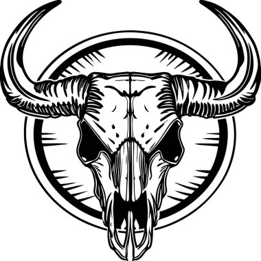 Untamable Bull Skull Illustration  Wild and Fierce Bone Art clipart