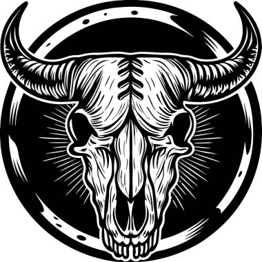 Untamable Bull Skull Illustration  Wild and Fierce Bone Art clipart