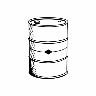 Black and White Chemical Drum Vector Design  No Shadows, Simple & Clean clipart