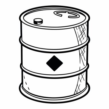 Black and White Chemical Drum Vector Design  No Shadows, Simple & Clean clipart