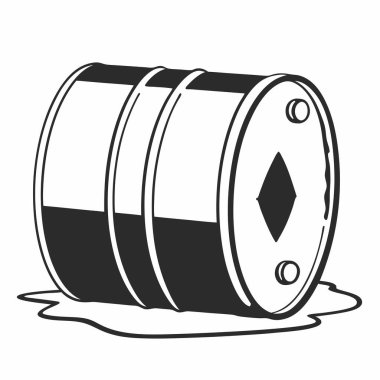 Black and White Chemical Drum Vector Design  No Shadows, Simple & Clean clipart