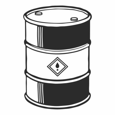 Black and White Chemical Drum Vector Design  No Shadows, Simple & Clean clipart