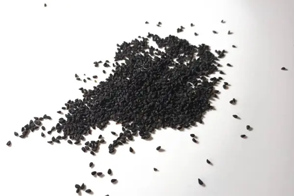 Siyah kimyon tohumları beyaz arkaplanda izole edilmiş