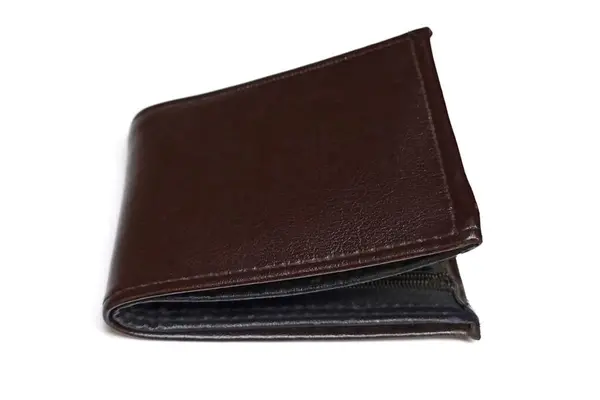 Erkek siyah deri cüzdan beyaz arka plan üzerinde izole