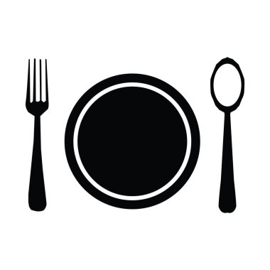 kaşık ve çatal tabak ikonu vektör çizim sembolü tasarımı