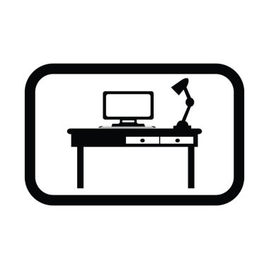 Bilgisayar masası simgesi vektör çizimi tasarımı