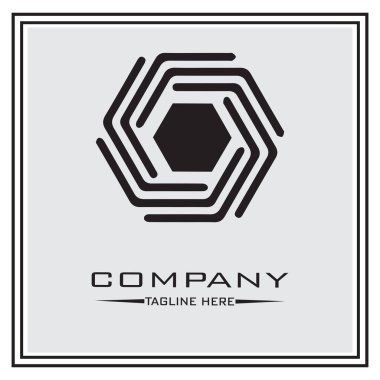 soyut logo tasarımı, siyah ve beyaz geometrik teknoloji simgesi