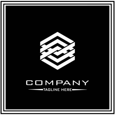 soyut logo tasarımı, siyah ve beyaz geometrik teknoloji simgesi