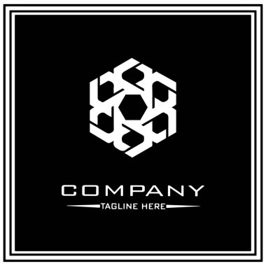 soyut logo tasarımı, siyah ve beyaz geometrik teknoloji simgesi