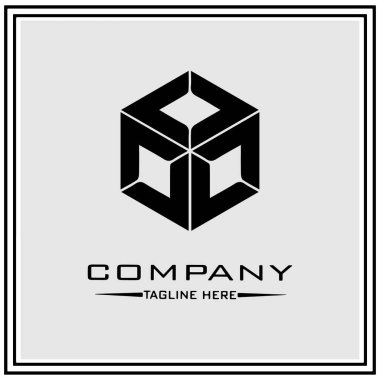 soyut logo tasarımı, siyah ve beyaz geometrik teknoloji simgesi