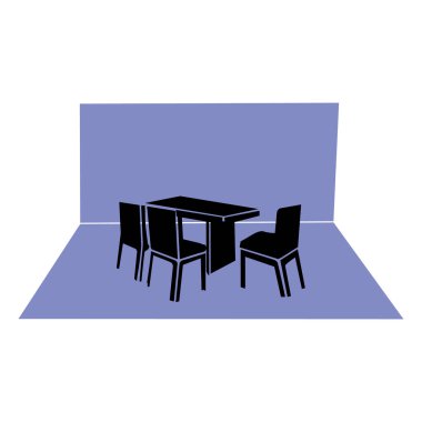 Yemek masası simgesi vektör illüstrasyonu