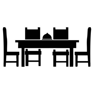 Yemek masası simgesi vektör illüstrasyonu