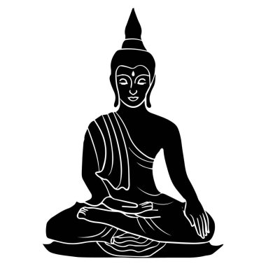 Buda heykeli ikon vektörleri çizimi