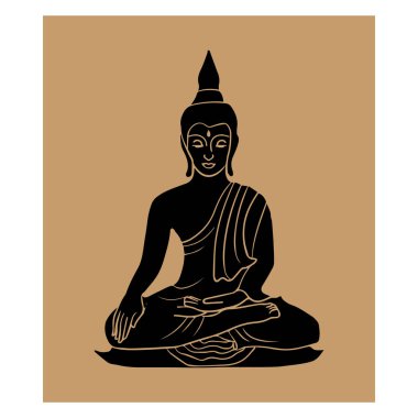 Buda heykeli ikon vektörleri çizimi