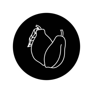 Siyah beyaz arkaplanda papaya simgesi