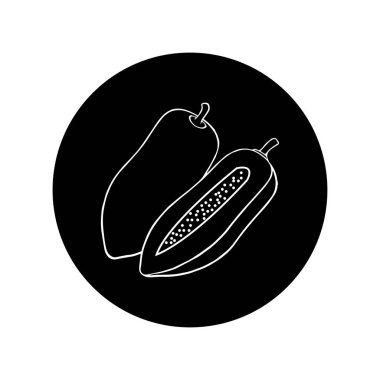 Siyah beyaz arkaplanda papaya simgesi