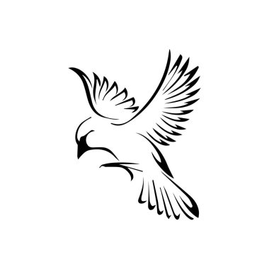 Siyah beyaz güvercin simgesi