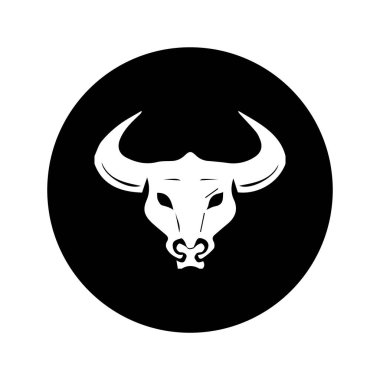 Beyaz arkaplanda izole edilmiş güçlü boğa simgesi.