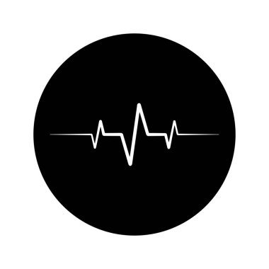 Siyah kalp atışı ikonu. Vektör çizimi. Düz tasarımda kalp atışı işareti