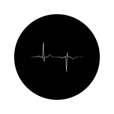 Siyah kalp atışı ikonu. Vektör çizimi. Düz tasarımda kalp atışı işareti