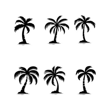 Basit tasarım palmiye ağacı simgesi seti