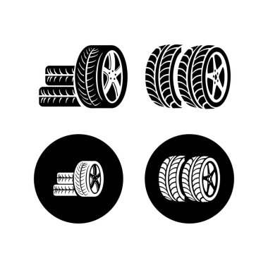 Araba lastiği ikon kümesi çizimi