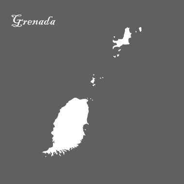 Grenada country map white color and gray background