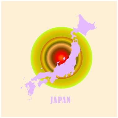 Japonya ülke haritası simge vektörleri çizimi