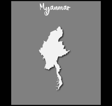 Myanmar ülke haritası vektörleri çizimi