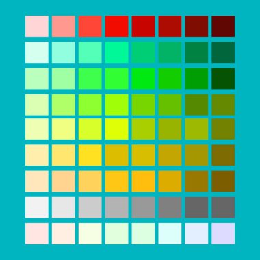 Kırmızı, yeşil, sarı, gri renk paleti