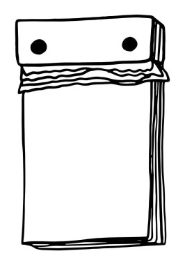 Yırtılan takvim şablonu karalama tarzında boş. Planlama için klip sanatı, günlük, çıkartma. El çizimi vektör tasarım elemanı. Siyah mürekkep çizimi beyaz arka planda izole edilmiş. Retro çizim biçimi.