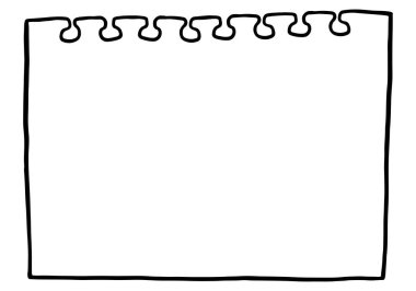 Not sayfası, karalama tarzında boş şablon. Planlama için klip sanatı, günlük, çıkartma. El çizimi vektör tasarım elemanı. Siyah mürekkep çizimi beyaz arka planda izole edilmiş. Retro çizim biçimi.