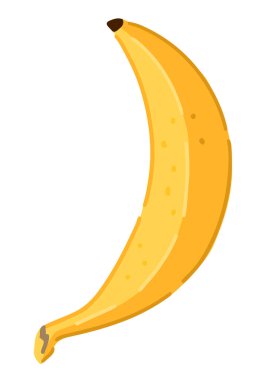 Muz meyveli clipart. Beyaza izole edilmiş egzotik meyve karalaması. Çizgi film tarzında renkli vektör illüstrasyonu..