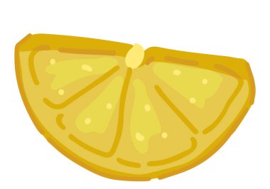Limonlu meyve dilimi. Citrus egzotik meyve karalaması beyaza izole edilmiş. Çizgi film tarzında renkli vektör illüstrasyonu..