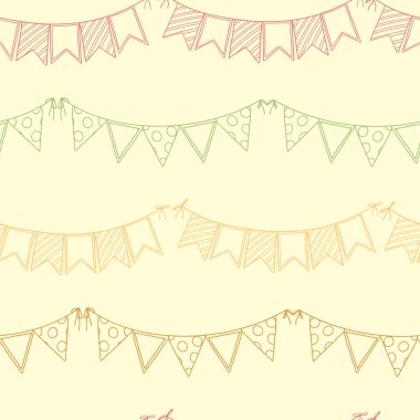 Bayram bayrak süsü. Flag çelengi çizgisi vektörsüz desen. Kutlama partisi, bayram, festival için modern tasarım..