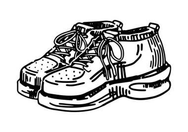 Spor ayakkabıları karalaması. Spor ayakkabısı çizimi. El çizimi vektör illüstrasyonuName.