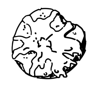 Pişmiş karamelli elma çizimi. Sağlıklı sonbahar tatlısı. El çizimi vektör çizimi. Beyaz arkaplanda izole edilmiş tek şarjör sanatı..